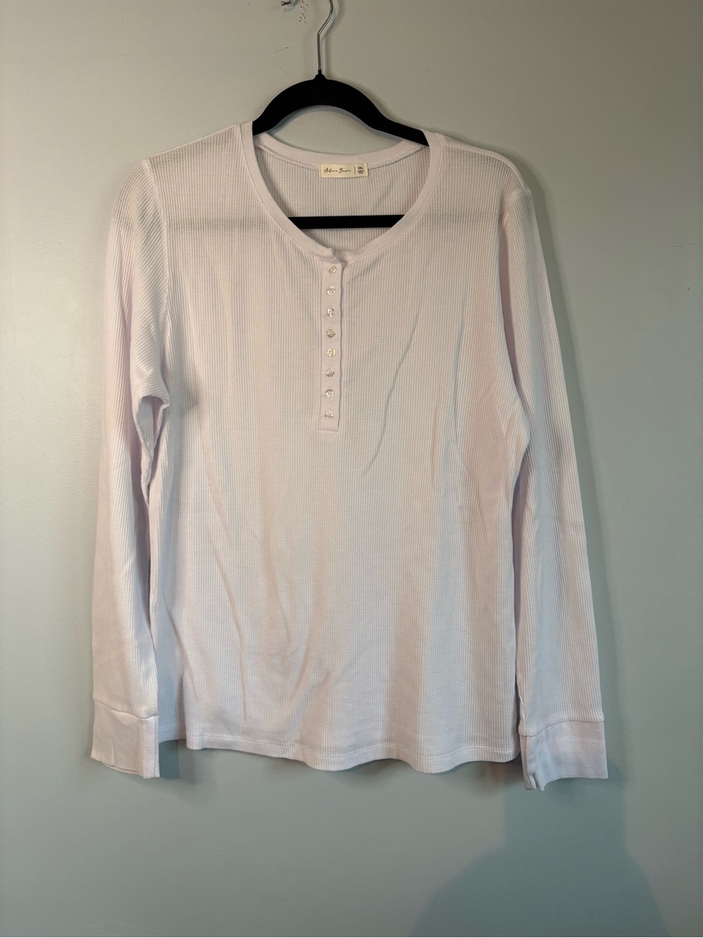 Soft Ribbed Henley Long-Sleeve Top - White